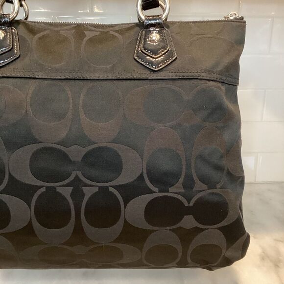 Coach Poppy Signature Jacquard Glam Tote Shoulder Bag - Picture 5 of 14